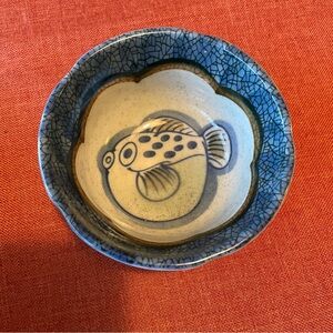 Vintage Japanese Porcelain Small Bowl - Adorable Pufferfish (Fugu) Design